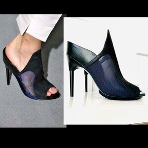 3.1 Philip Lim Aria mule heels black navy blue mesh 38 Runway SS 2015